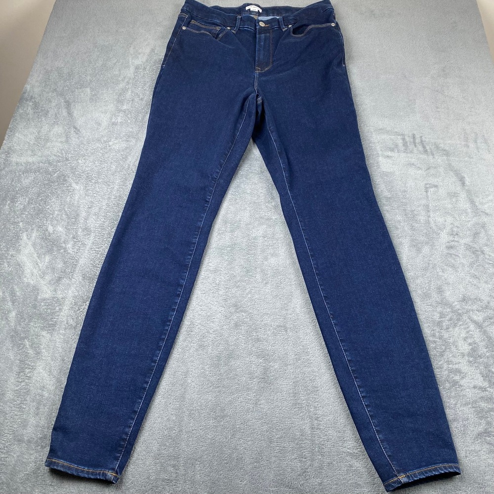 Good American 14-18 Inseam 35.5" Always Fits Good Legs Jeans Dark Blue Stretchy
